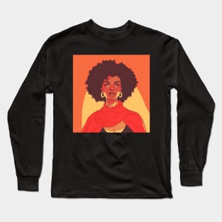 African Queen, Afro Superhero, Female Warrior, Black History Long Sleeve T-Shirt